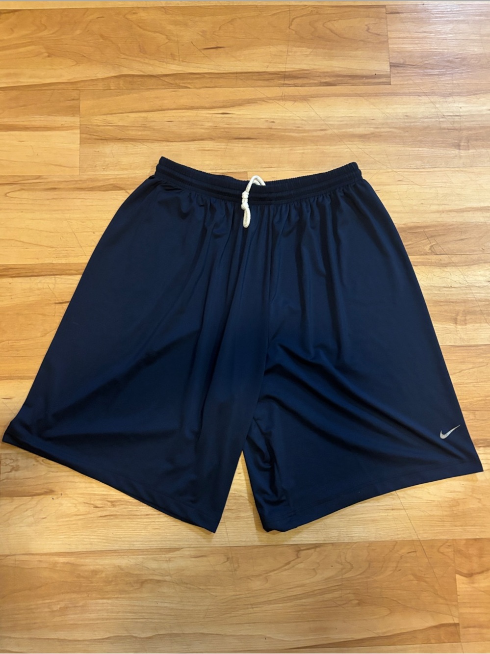 Nike Men’s Dark Blue Athletic Shorts with White Drawstring